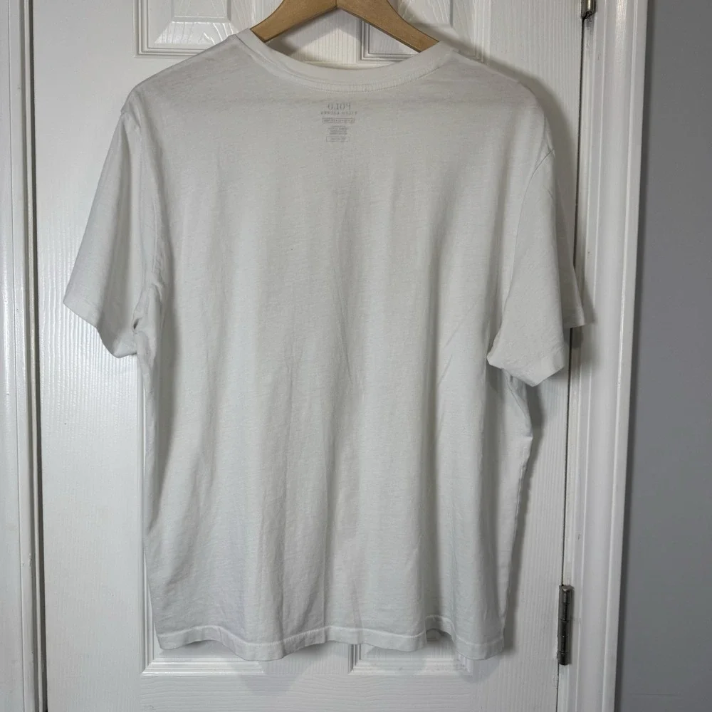 POLO RALPH LAUREN Icon Bear Denim Beret Crew T Shirt White Big Shirt Sz‎ XL